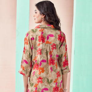 Chikoo Floral Foil Printed Muslin Top