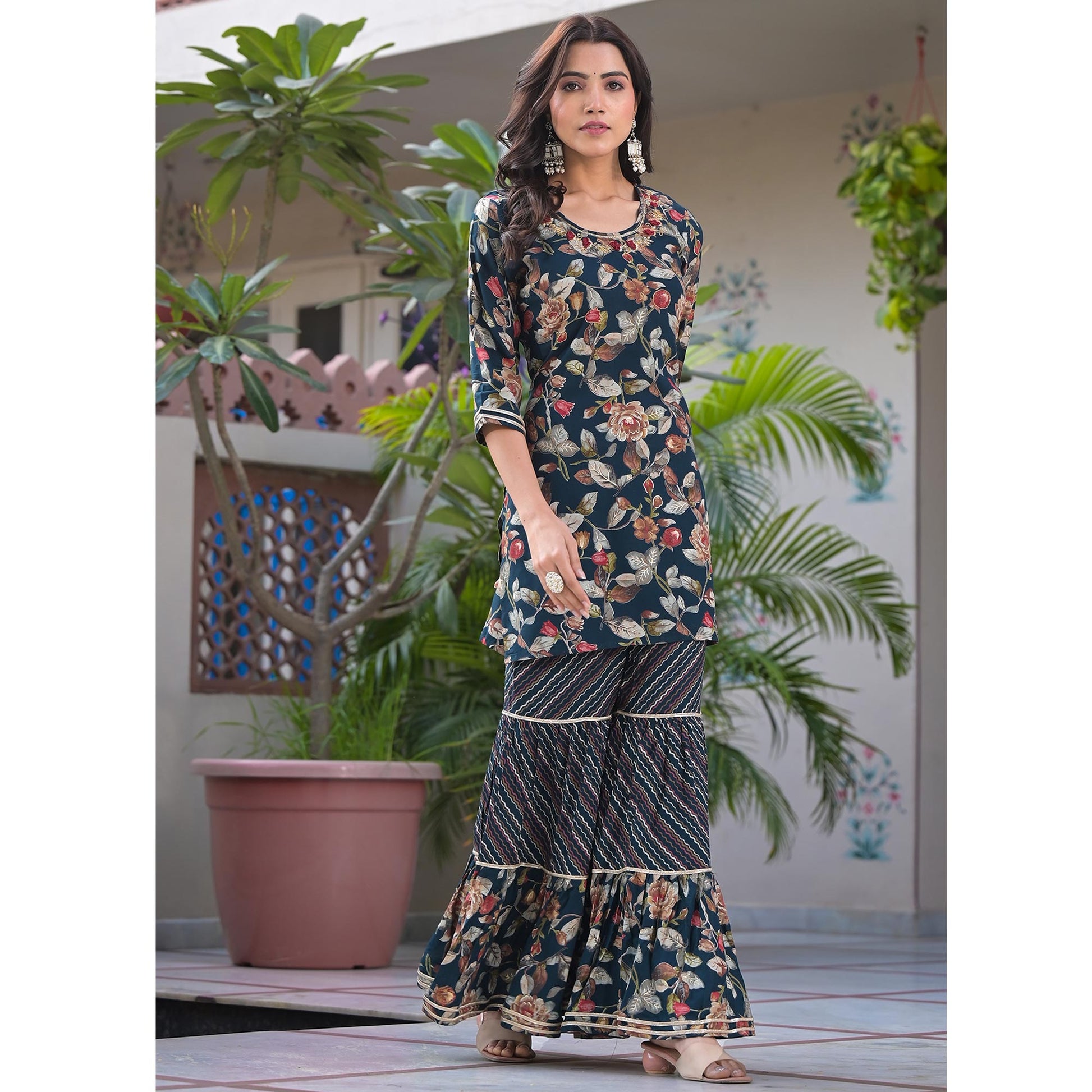 green-floral-foil-printed-rayon-sharara-suit-with-handcrafted