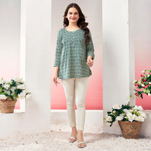 green-printed-pure-cotton-straight-top