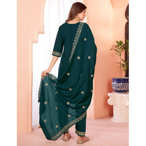 Blue Sequins Embroidered Viscose Salwar Suit