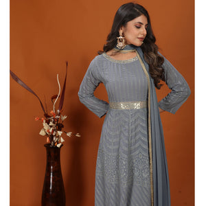 grey-floral-sequins-embroidered-georgette-gown