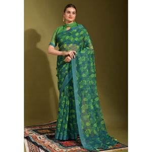 green-digital-printed-linen-saree-with-tassels-2