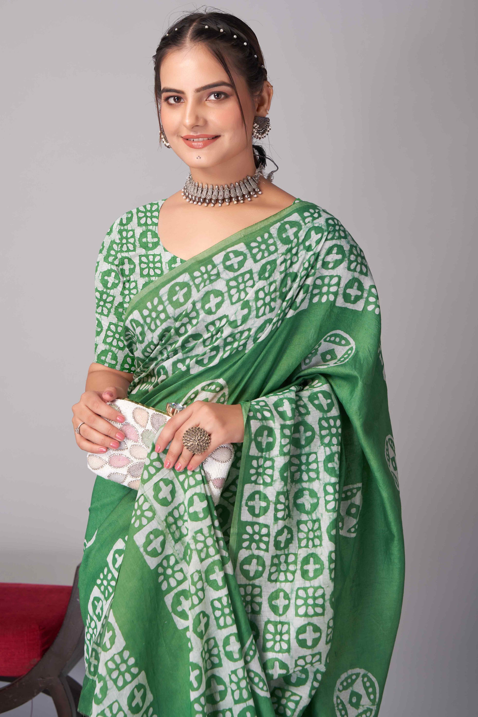green-batik-printed-chanderi-cotton-silk-saree-7