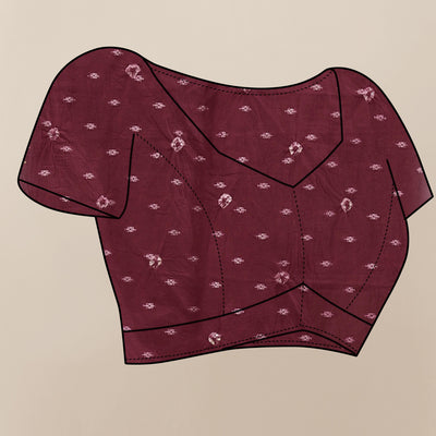 Burgundy & White Bandhani Printed Mul Mul Pure Cotton Saree