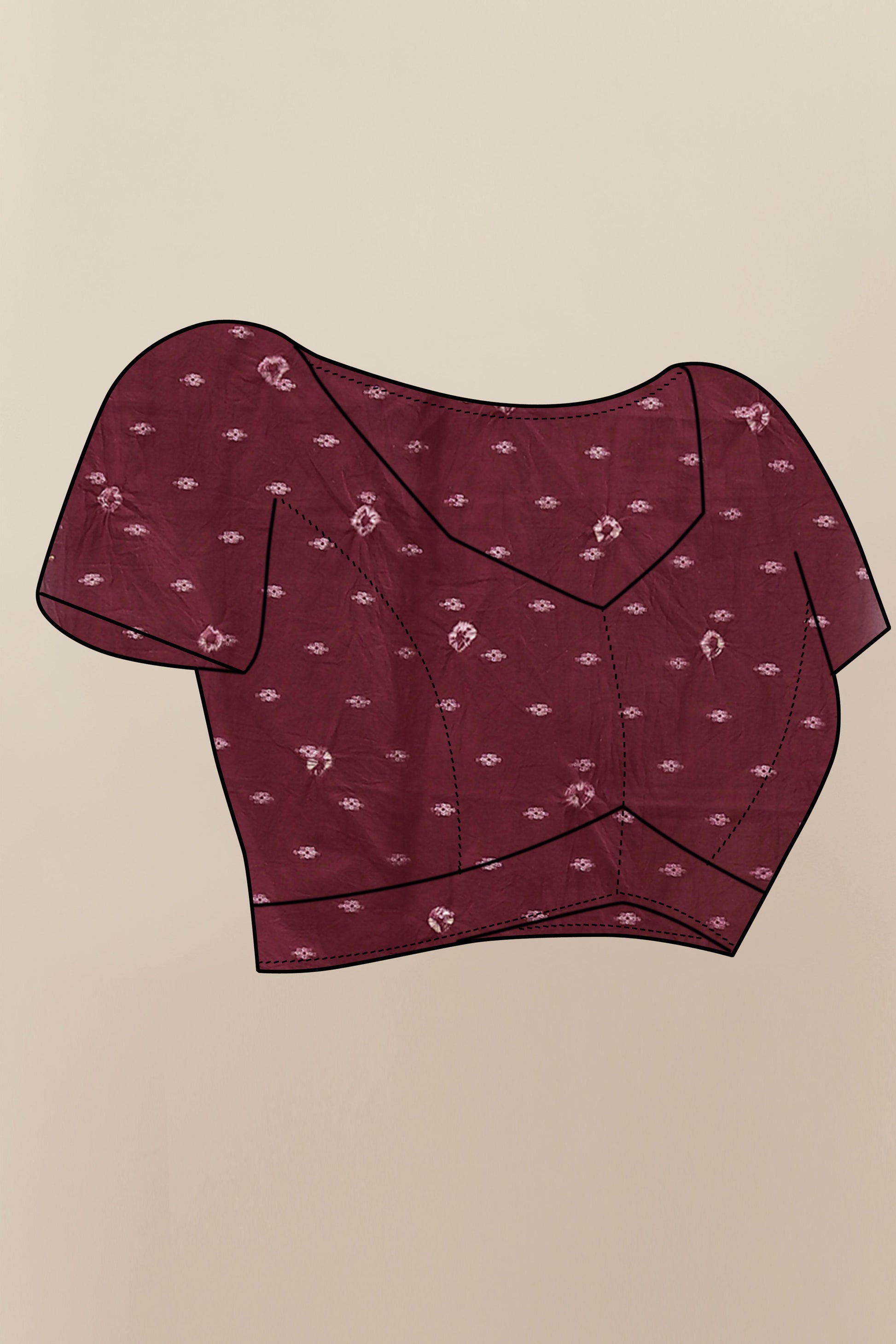 Burgundy & White Bandhani Printed Mul Mul Pure Cotton Saree