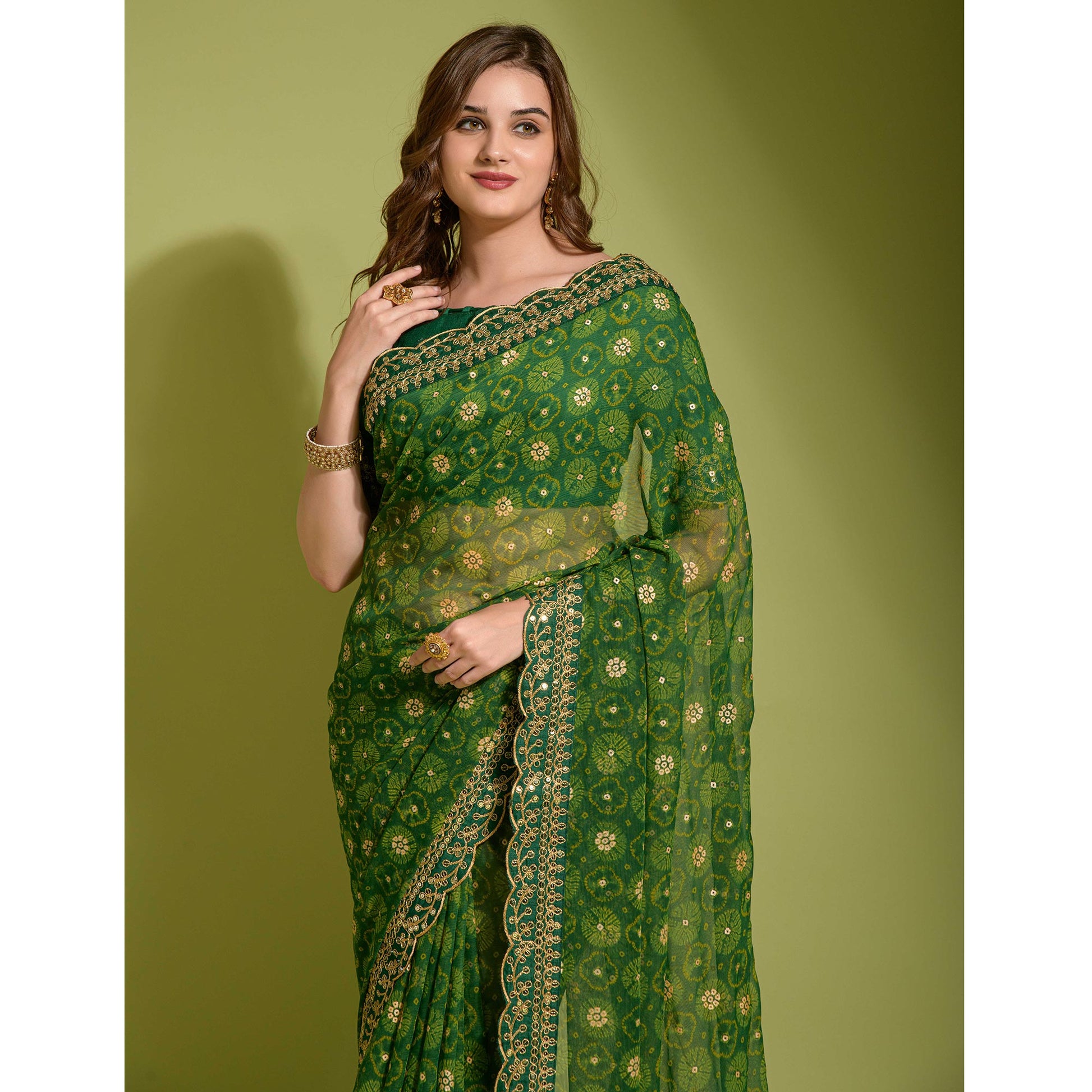 green-bandhani-foil-printed-georgette-saree-with-embroidered-border