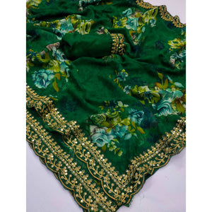 green-floral-printed-georgette-saree-with-embroidered-border