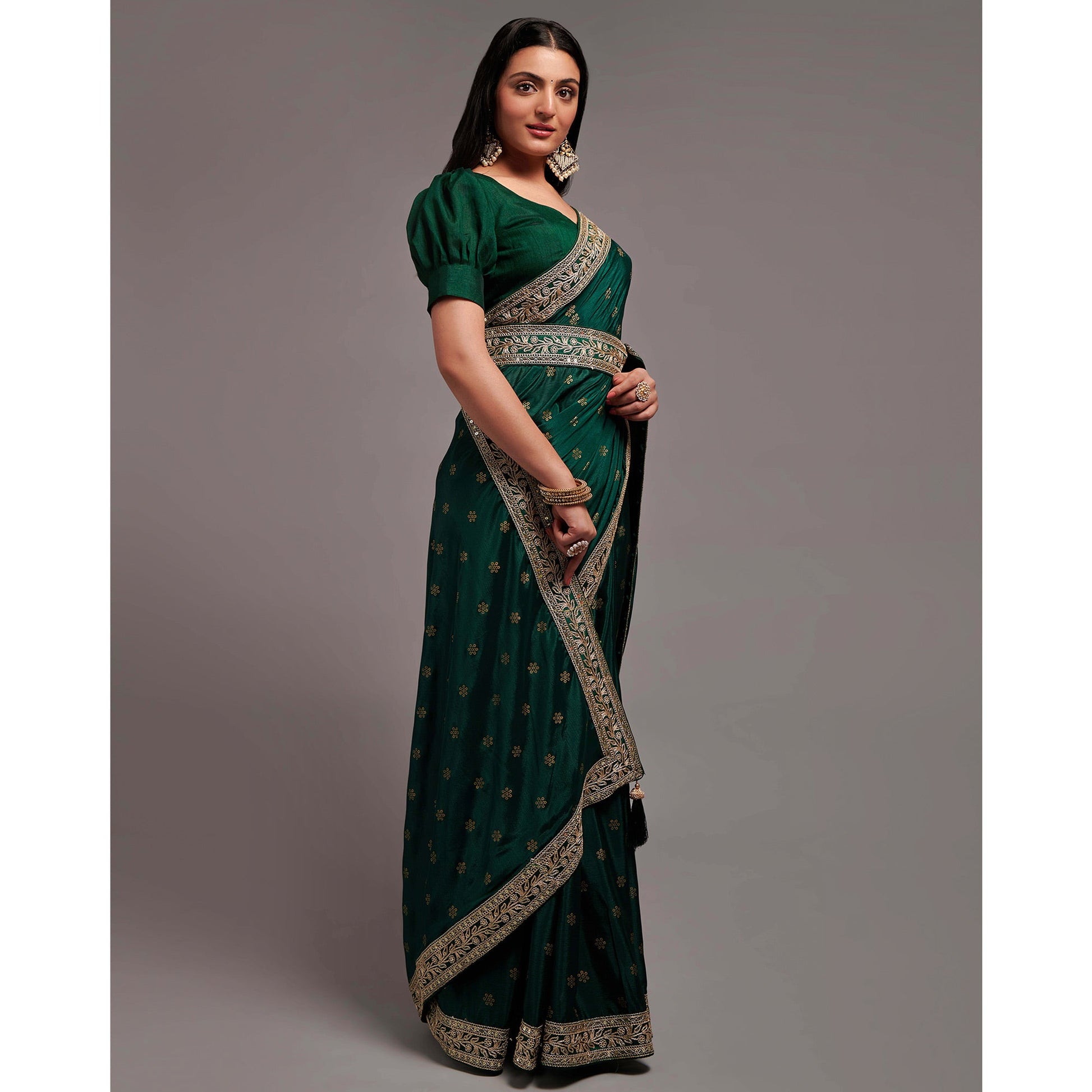 green-foil-printed-with-embroidered-border-chinon-saree