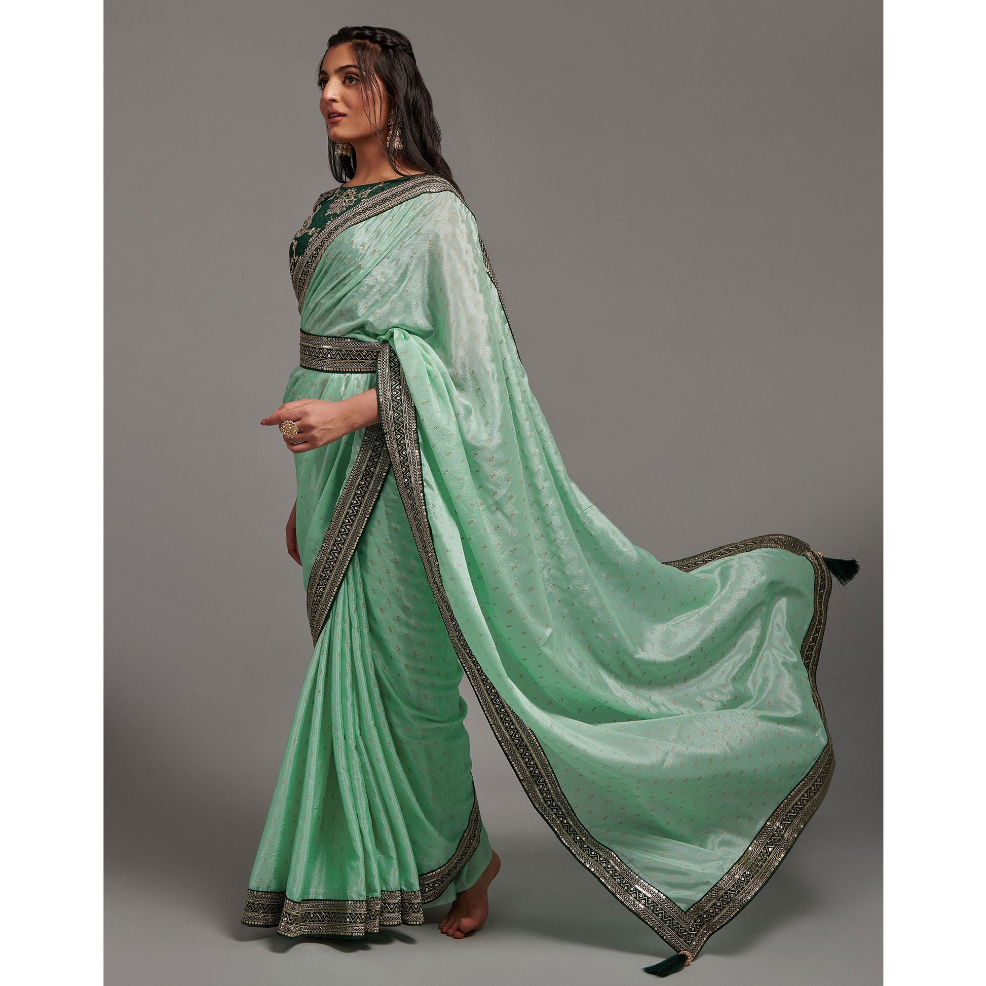 green-foil-printed-with-embroidered-border-chinon-saree-1