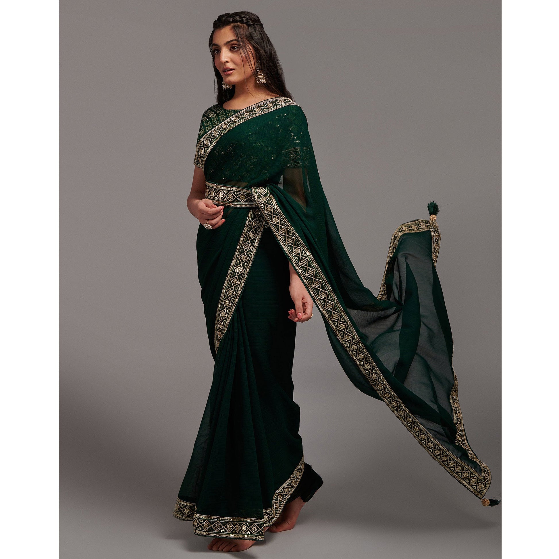 green-sequins-embroidered-border-chinon-saree