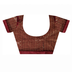 Maroon Printed With Sequins Border Chiffon Saree