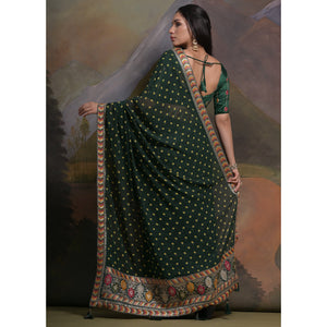 green-bandhej-printed-georgette-saree-with-tassels