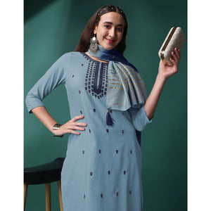 grey-embroidered-rayon-kurti-set
