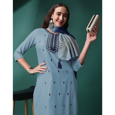 grey-embroidered-rayon-kurti-set
