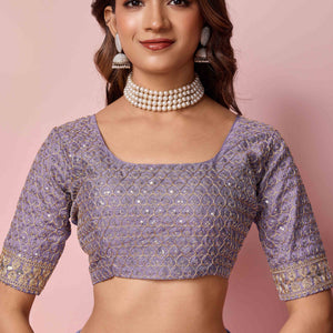 Lavender Sequins Embroidered Georgette Saree