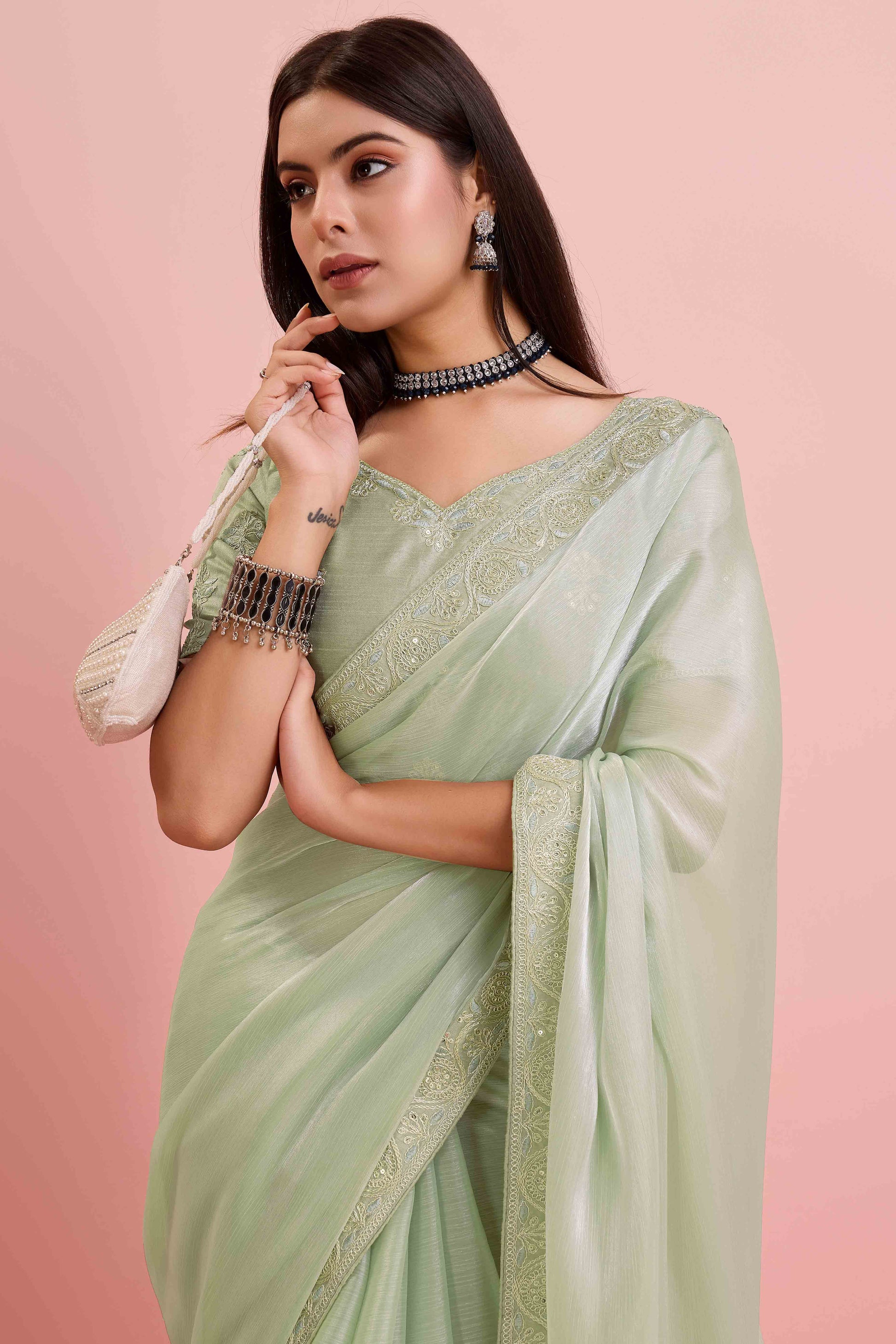 green-solid-with-sequins-embroidery-border-mulberry-silk-saree