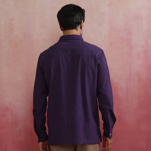 trueBrowns Men's Purple Cotton Shirt