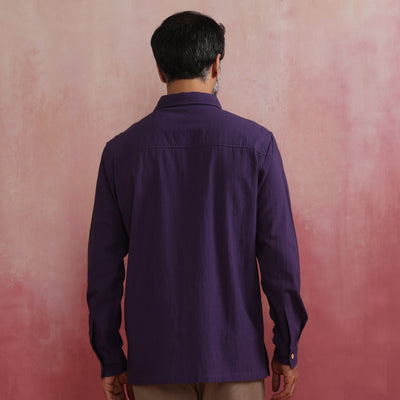 trueBrowns Men's Purple Cotton Shirt