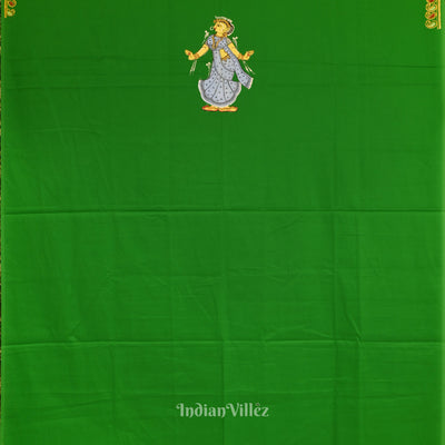 Green Boita Radha Krishna Theme Pattachitra Kurti Dress Material
