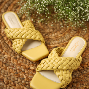 Blazing Yellow Braided Flats