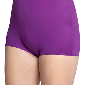 Round Neck Padded Swim Dress - Grape Glow