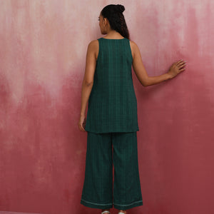 trueBrowns Dark Green Cotton Dobby Co-ord set