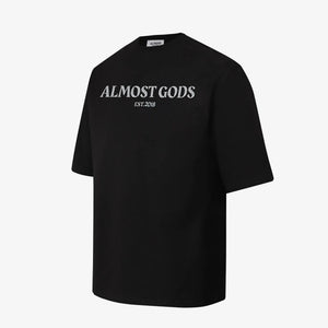 ALMOST GODS | CRACKED LOGO RELAXED TEE { BLACK