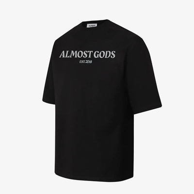 ALMOST GODS | CRACKED LOGO RELAXED TEE { BLACK