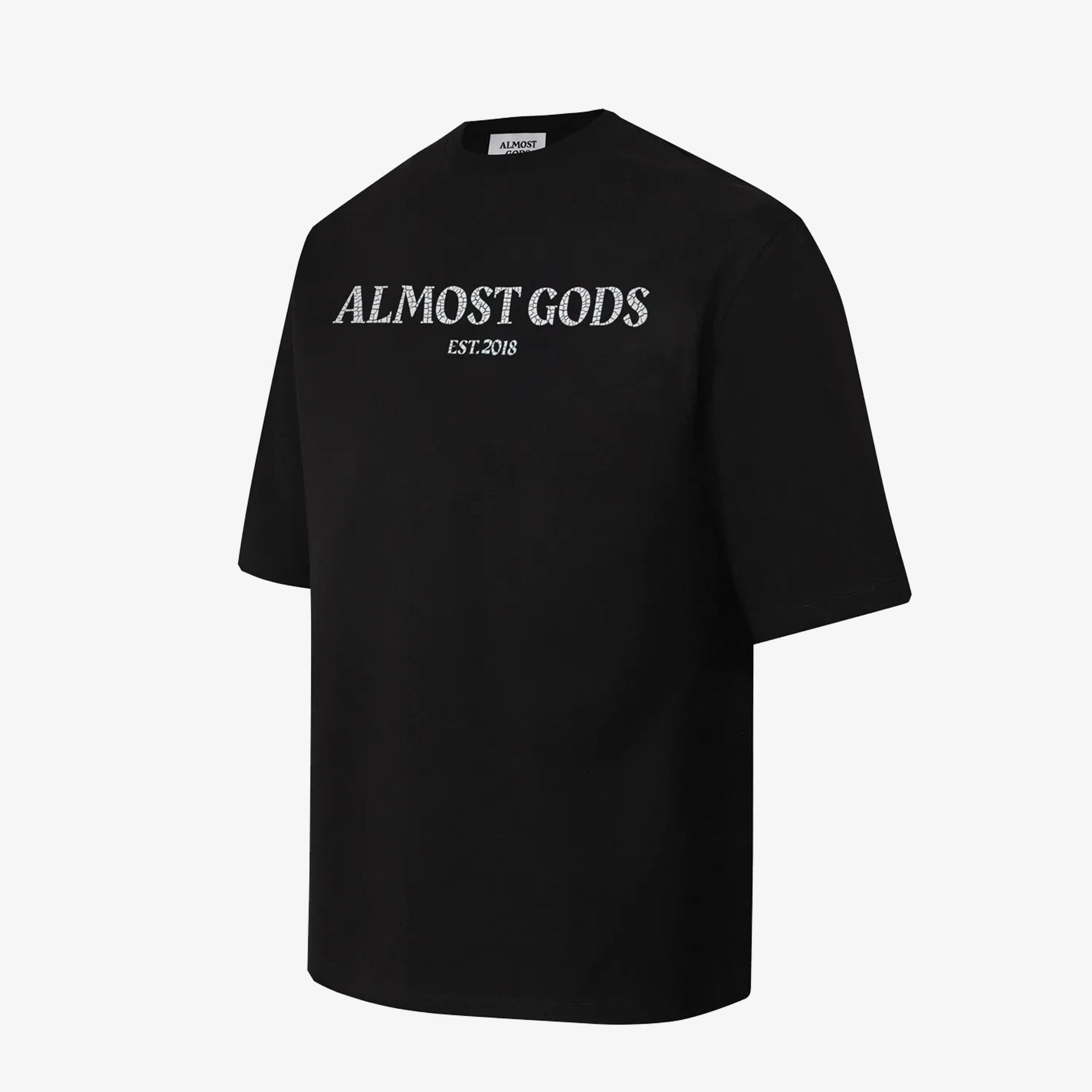 ALMOST GODS | CRACKED LOGO RELAXED TEE { BLACK