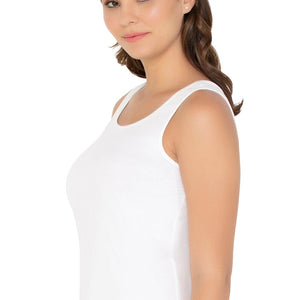 Broad Strapped Body Hugging Cotton Tank Top (Pack of 2) - Nude-White