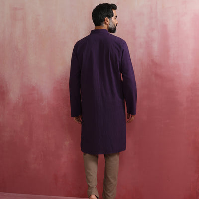 trueBrowns Men's Purple Kurta