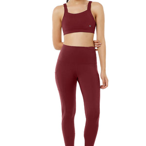 Flaunt Panelled High Rise Active Leggings - Chocolate Truffle