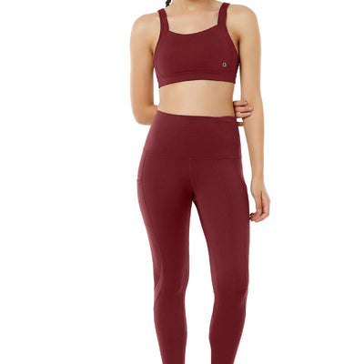 Flaunt Panelled High Rise Active Leggings - Chocolate Truffle