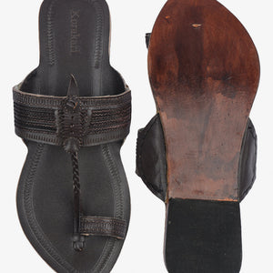 Brown Handstitched Leather Kolhapuri Women Slipper