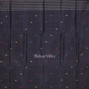 Black Pasapali Double Pallu Berhampuri Silk Saree