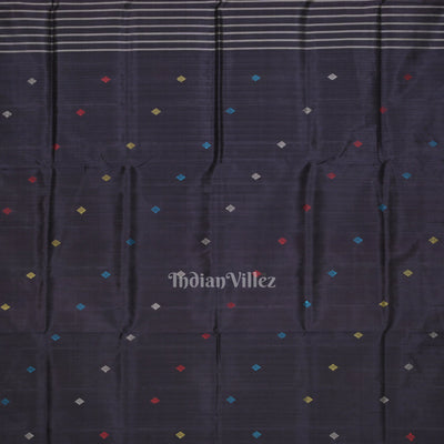 Black Pasapali Double Pallu Berhampuri Silk Saree