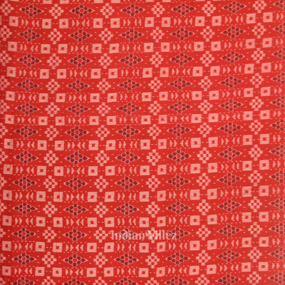 Red Black Odisha Ikat Sambalpuri Dress Set & Dupatta