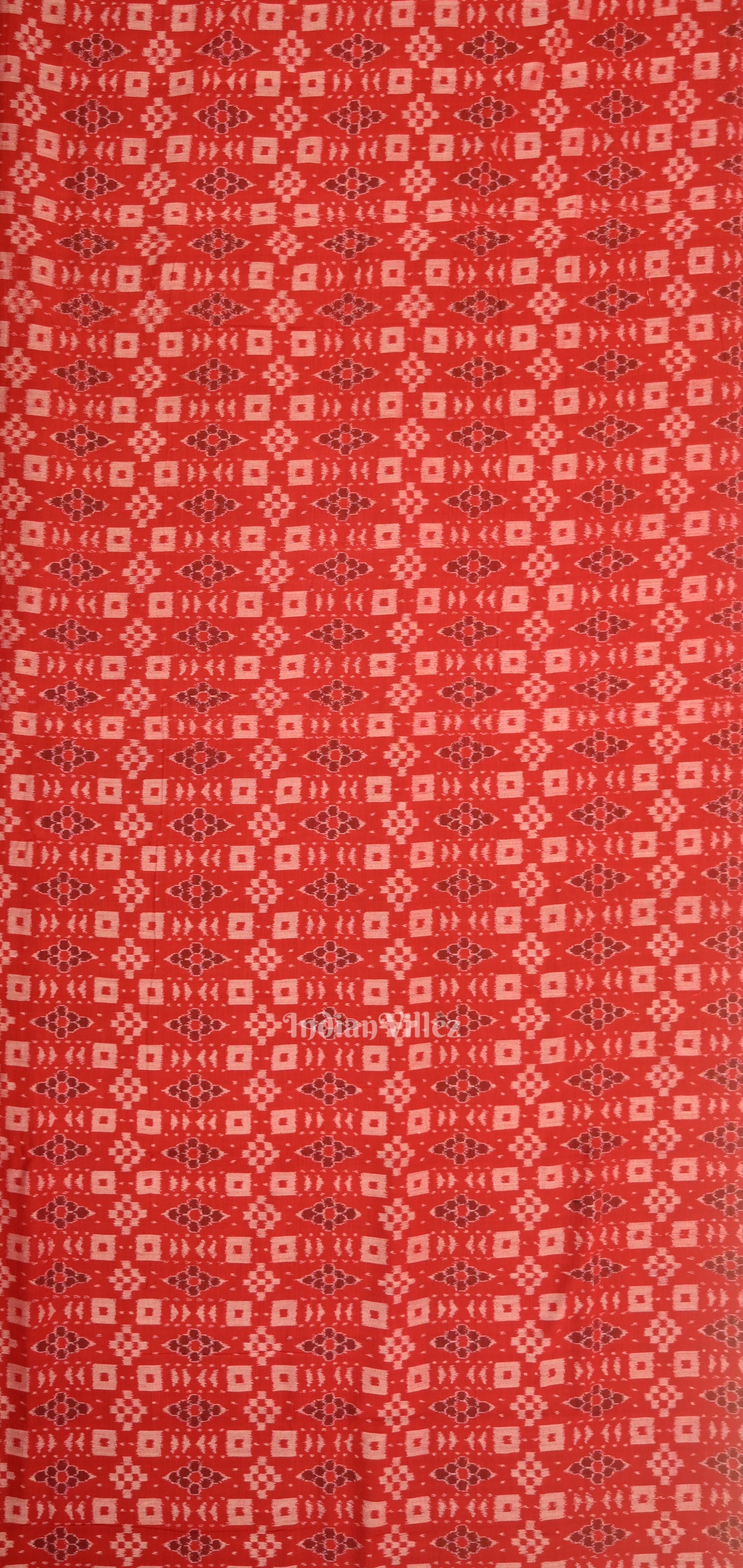 Red Black Odisha Ikat Sambalpuri Dress Set & Dupatta