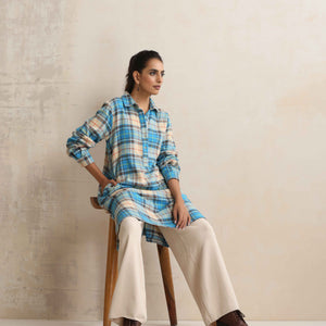 trueBrowns Ivory Woollen Flared Pants