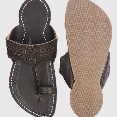 Brown Handstitched Leather Kolhapuri Men Slipper