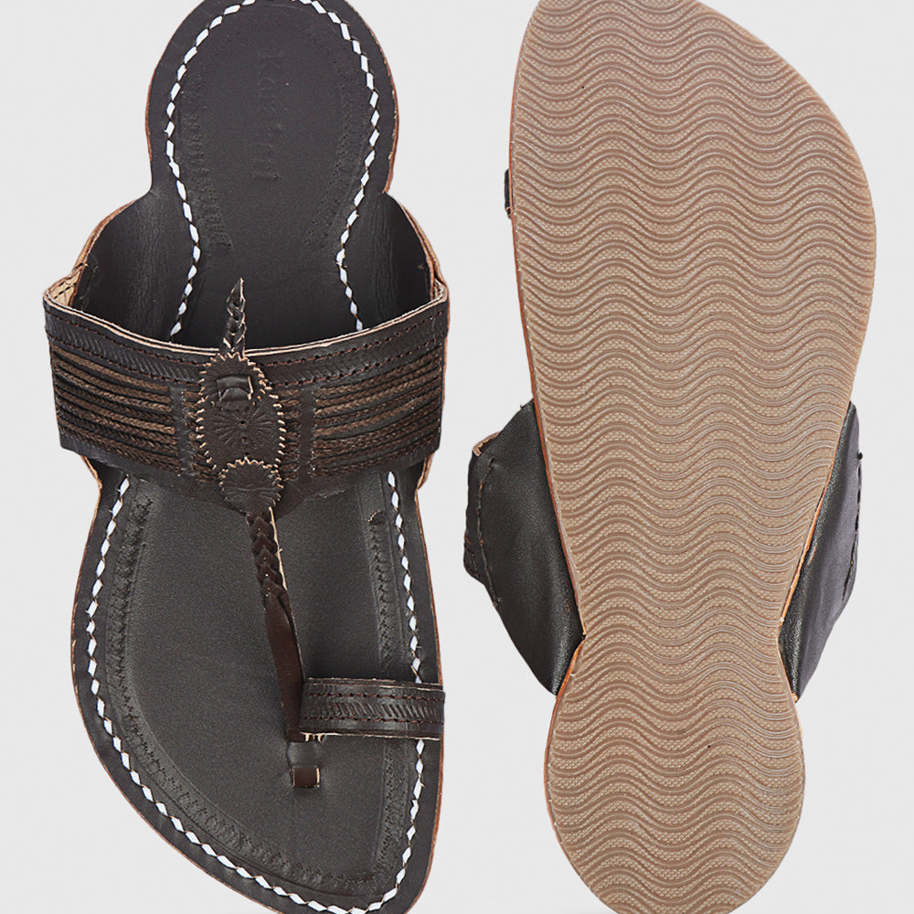 Brown Handstitched Leather Kolhapuri Men Slipper