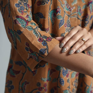 Brown - Kalamkari Printed Cotton Kurta