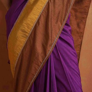 trueBrowns Purple Silk Ready To Wear Saree