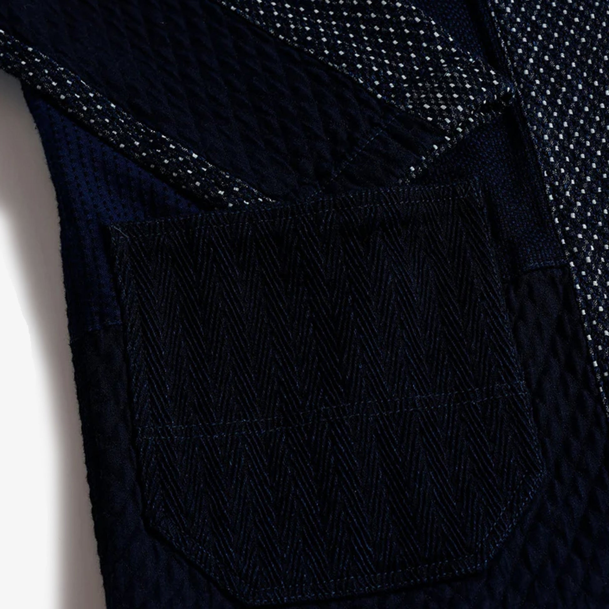 FDMTL | PATCHWORK HAORI JACKET RINSE { INDIGO