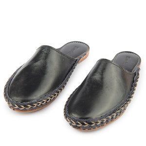 Black Handstitched Leather Kolhapuri Women Slipper