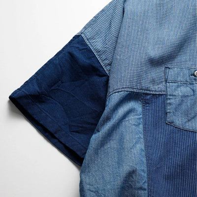 FDMTL | PATCHWORK S/S SHIRT RINSE  { INDIGO