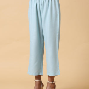 Cotton Linen Light Blue Sleeveless Co-Ord Set | Relove