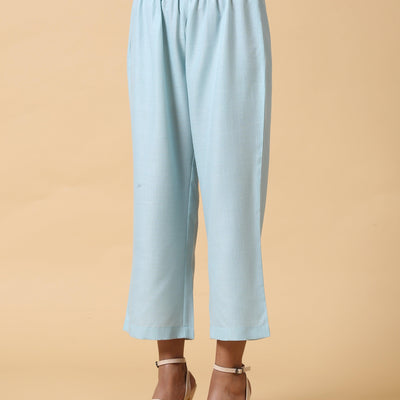Cotton Linen Light Blue Sleeveless Co-Ord Set | Relove