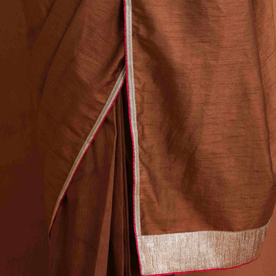 trueBrowns Brown Silk Ready To Wear Saree