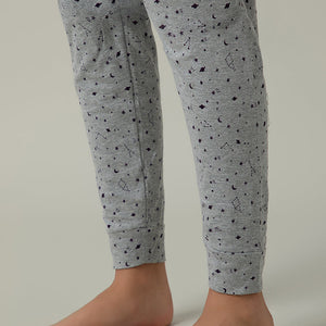 Sleep Joggers Set - Grey Melange Print